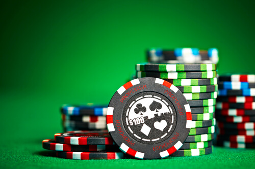 Gambling chips with copy space
